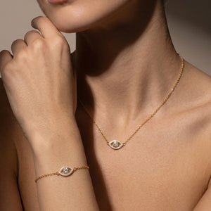 Classic Moissanite Eye Pave Charm Necklace
