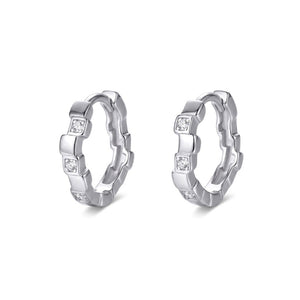 Geometric Square Block Huggie Hoop Earrings