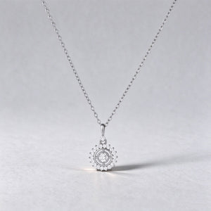 Dainty Compass Pave Halo Pendant Necklace