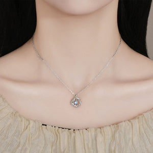 Wing Twig Wreath Moonstone Pendant Necklace