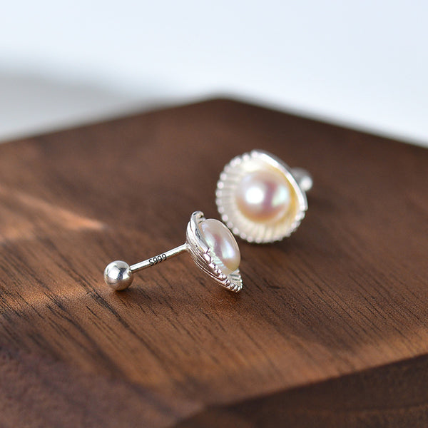 Pearl Seashell Stud Earrings
