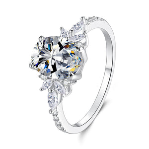 Moissanite Marquise Cluster Engagement Ring