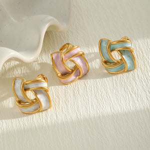 Chic Woven Knot Enamel Stacking Open Ring
