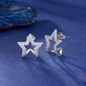 Tiny Opal Pave Open Star Wrap Stud Earrings