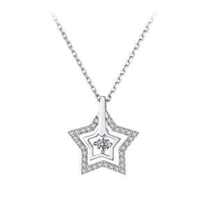 Moissanite Pave Layered Star Charm Necklace