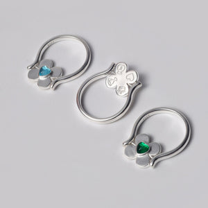 Colorful Heart CZ Reversible Clover Band Ring