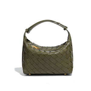 Convertible Woven Leather Hobo Handbag