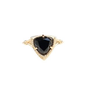 Dainty Triangle Black Onyx Textured Band Ring