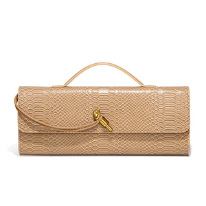 Alligator-Embossed Leather Clutch Handbag