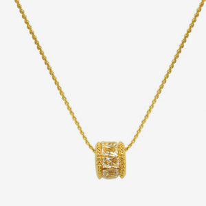 Baguette CZ Barrel Cylinder Pendant Necklace