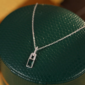Dainty Green CZ Pave Lock Pendant Necklace