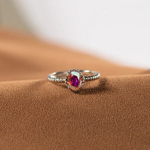 Oval-Cut Aurora Crystal Stackable Band Ring