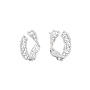 Dainty French Lace Ribbon Pearl Stud Earrings