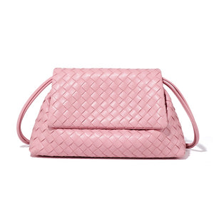 Handwoven Leather Flap Shoulder Handbag
