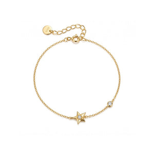 Tiny Gold Star Bezel CZ Charm Chain Bracelet