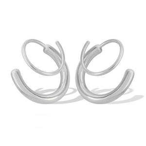 Double Layer Spiral Open Huggie Hoop Earrings