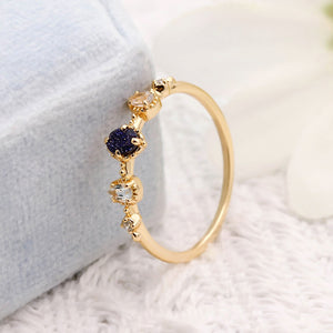 Dainty Multi-Shape Blue Clear Gemstone Ring