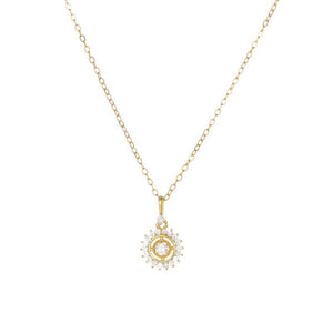 Dainty Compass Pave Halo Pendant Necklace