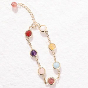 Rainbow Chakra Crystal Station Chain Bracelet