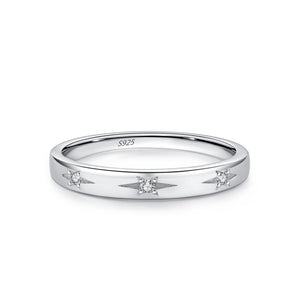 Dainty Celestial Starburst Engraved Band Ring