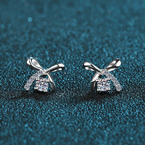 Moissanite Bow Pave Cartilage Stud Earrings