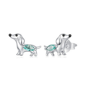 Dachshund Mint Marquise Stone Stud Earrings