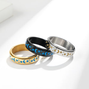 Luminous Moon Star Fidget Spinner Ring