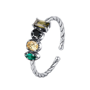 Geometric Colorful CZ Twisted Stacking Ring