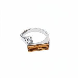 Geometric Two Tone CZ Stackable Open Ring