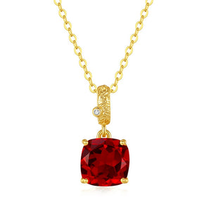 Minimalist Cushion Gemstone Charm Necklace