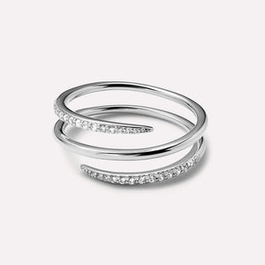 Triple Row Spiral Pave CZ Wrap Stacking Ring