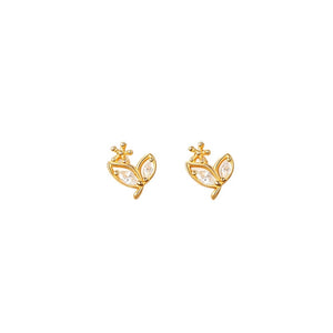 Marquise CZ Leaf Outline Floral Stud Earrings