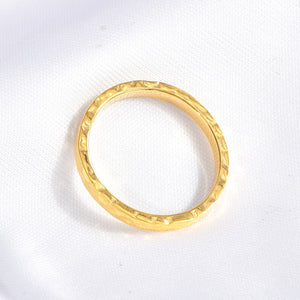 Minimalist Hammered Texture Stack Band Ring