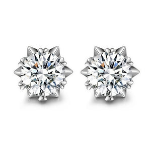 Tiny Heart Snowflake Moissanite Stud Earrings