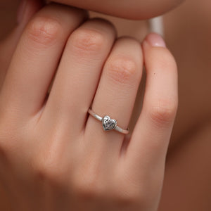 Textured Heart Organic Wave Band Stack Ring