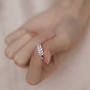 Adjustable Leaf Vine Branch Stacking CZ Ring