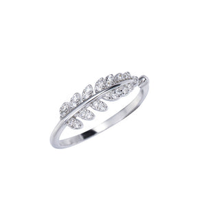 Adjustable Leaf Vine Branch Stacking CZ Ring