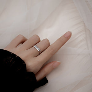 Adjustable Leaf Vine Branch Stacking CZ Ring