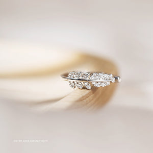 Adjustable Leaf Vine Branch Stacking CZ Ring