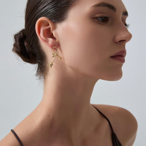 Tulip Flower Bow Statement Stud Earrings