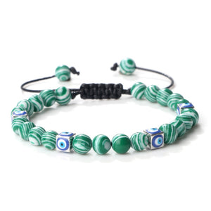 Evil Eye Ceramic Malachite Rope Bracelet