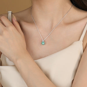 Octagon Green Crystal Pave Charm Necklace