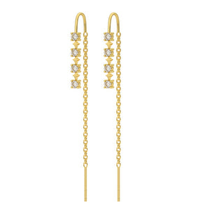 Tiny Star Moon Colorful CZ Threader Earrings