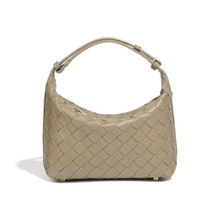 Convertible Woven Leather Hobo Handbag