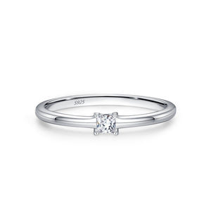 Small Square Moissanite Stack Thin Band Ring