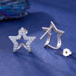 Tiny Opal Pave Open Star Wrap Stud Earrings
