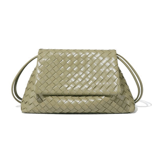 Handwoven Leather Flap Shoulder Handbag