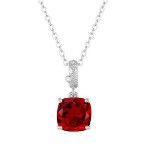 Minimalist Cushion Gemstone Charm Necklace