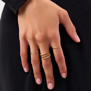 Triple Row Spiral Pave CZ Wrap Stacking Ring