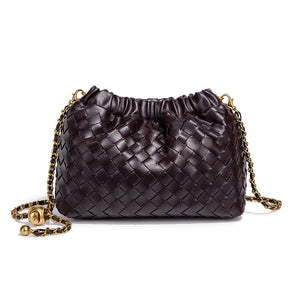 Woven Leather Cloud Drawstring Handbag